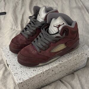 Jordan Burgundy and Gray Sneakers